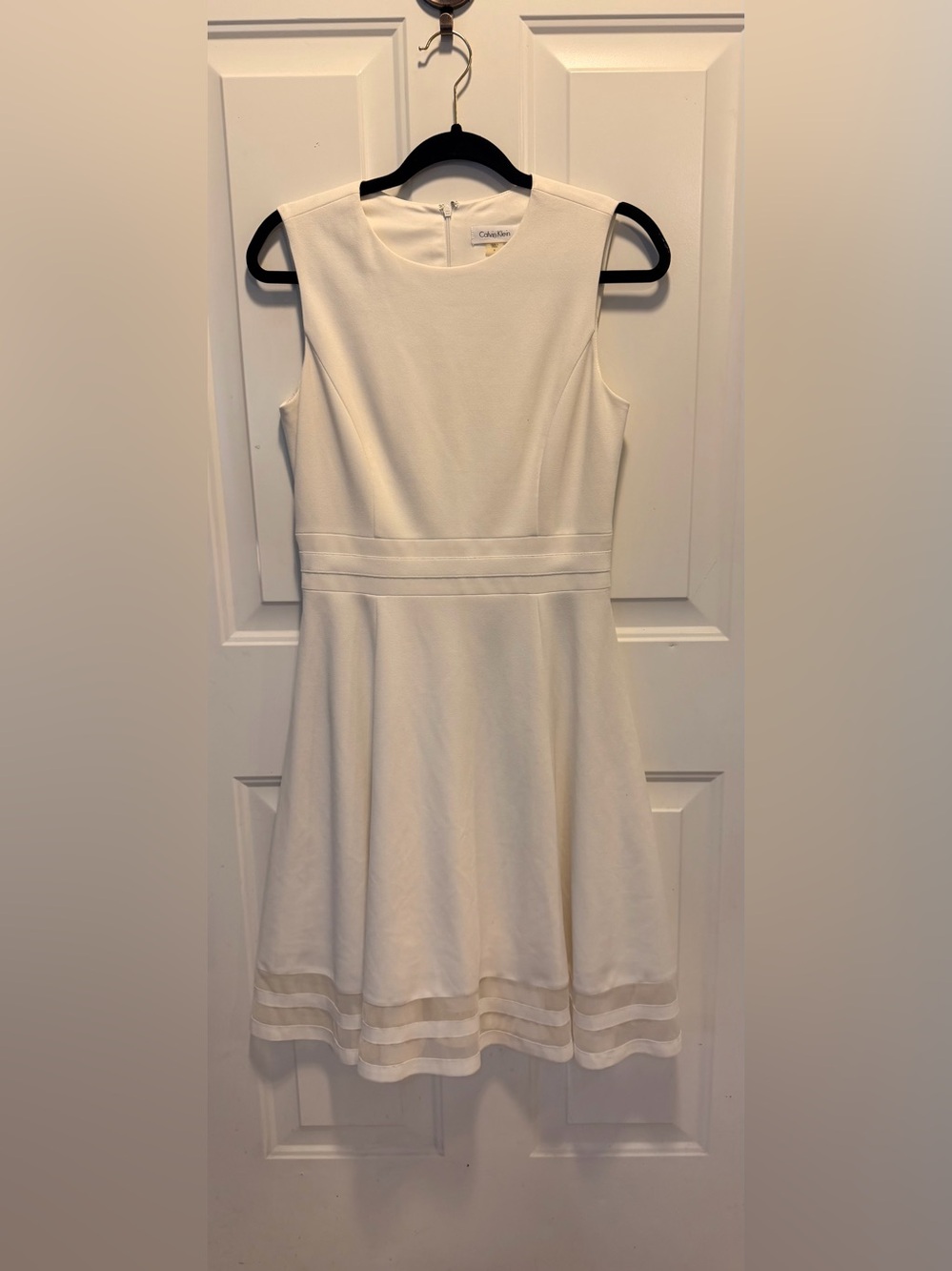 Calvin Klein White Sleeveless Fit-and-Flare Dress